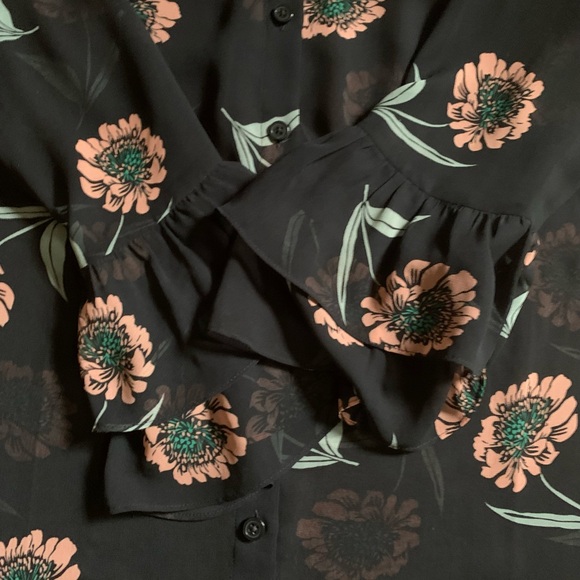 CAbi Black Sheer Blouse with Floral Accents - Picture 8 of 9